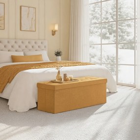 Banco com espaço de arrumação 38 x 110 x 38 cm amarelo gengibre