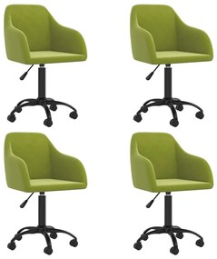 vidaXL Cadeiras de jantar giratórias 4 pcs veludo verde-claro