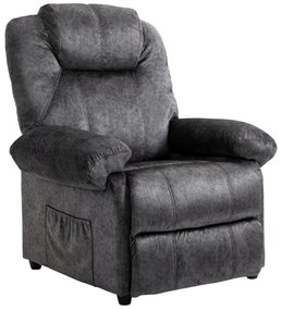 HOMCOM Poltrona Relax Reclinável Poltrona para Sala de Estar com Apoio para os Pés Retrátil Encosto Alto Bolso Lateral Acolchoado Grosso 96x91x108cm Preto