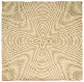 vidaXL Tapete Natural e Branco 200 x 200 cm Juta