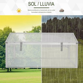 Outsunny Estufa de Jardim Alumínio Policarbonato Transparente Viveiro para Plantas Culturas 100x100x48 cm