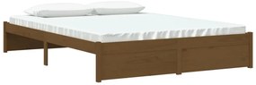 Estrutura cama king 150x200 cm madeira maciça castanho-mel