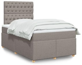 Cama boxspring c/ colchão 120x190cm tecido castanho-acinzentado