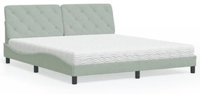 Cama com colchão 180x200 cm veludo cinzento-claro