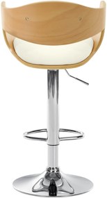 Banco de bar Kingston em couro sintético 50 x 88-102 x 48 cm Natural + Branco