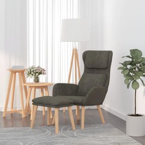 vidaXL Cadeira de descanso com banco veludo cinzento-escuro