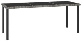 Mesa de jantar para jardim 180x70x73 cm vime PE cinzento