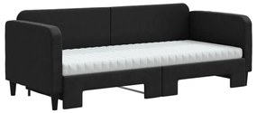 Sofá-cama com gavetão e colchões 80x200 cm tecido preto