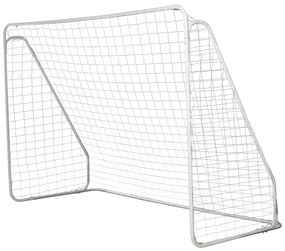HOMCOM Baliza de Futebol para Treino 301x120x200 cm com Estrutura em Metal Epóxi Rede PP Estacas Incluídas Branco | Aosom Portugal