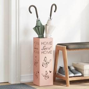 vidaXL Suporte para Guarda-Chuva Rosa Metal Médio Inserções Decorativas