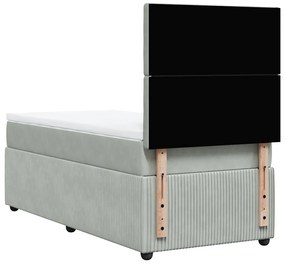 Cama com molas/colchão 90x200 cm veludo cinza-claro