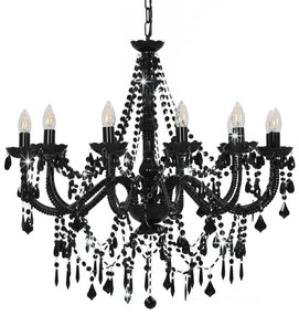 Lustre com contas lâmpadas 12 x E14 preto