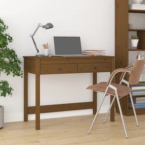 vidaXL Secretária com gavetas 100x50x78 cm pinho maciço castanho-mel