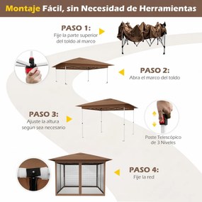 Tenda dobrável para exterior 350 x 350 x 250 cm (C x L x A), 4 paredes, malha, fechos de correr, ventilação superior, proteção solar, saco de transpor