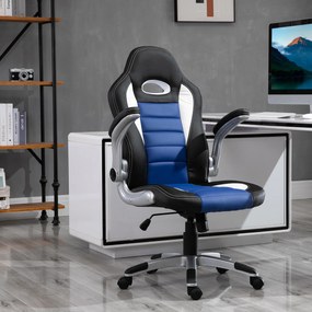 HomCom Cadeira giratória de escritório executivo preto azul e branco