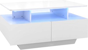Mesa de Centro, 90 x 55 x 45,5 cm, Iluminação LED Regulável, Branco
