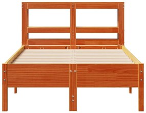 Cama sem colchão 120x190 cm madeira pinho maciça castanho-mel