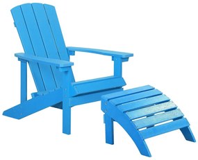 Cadeira de jardim azul com repousa-pés ADIRONDACK Beliani