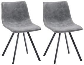 vidaXL Cadeiras de jantar 2 pcs couro artificial cinzento