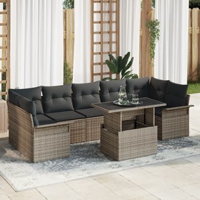 Conjunto de Sofá vidaXL de 8 Peças com Almofadas Cinza Rattan Poli, So