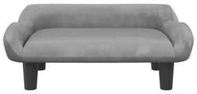 Cama para cães 70x40x24 cm veludo cinzento-claro