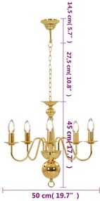 Lustre de 5 lâmpadas E14 dourado