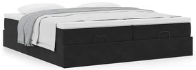 Estrutura de cama otomana com colchões 160x200 cm veludo preto