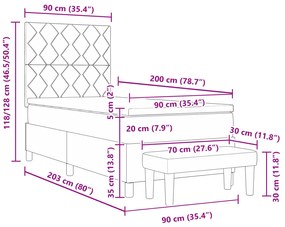 Cama Box Spring com Colchão e Banco Creme 90x200 cm Tecido