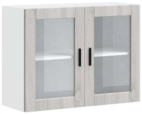 vidaXL Armário de parede de cozinha porta de vidro Porto cinza sonoma