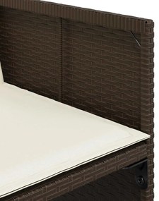 15 pcs conjunto jantar p/ jardim c/ almofadões vime PE castanho