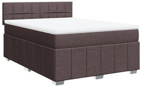 Cama com molas/colchão 140x200 cm tecido castanho-escuro