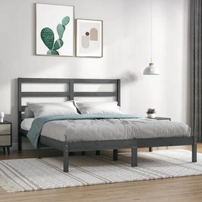 vidaXL Estrutura cama pequena casal 120x190 cm pinho maciço cinza