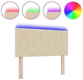 Cabeceira LED com Design de Blocos de Diamante Creme 90 cm Tecido
