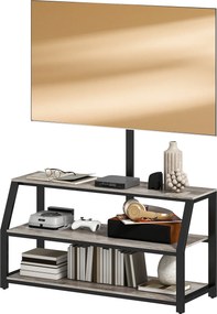 Móvel de televisão  110 x 43 x 150 cm, com suporte para televisores até 72 polegadas, com 2 prateleiras abertas, cinzento, preto