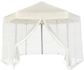 Tenda festas pop-up hexagonal 6 paredes 3,6x3,1 m branco creme