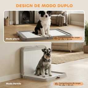 Sanitário Dobrável para Cães 86x62 cm Tabuleiro Higiênico Treino 3 Almofadas Pés Antiderrapantes Cinzento