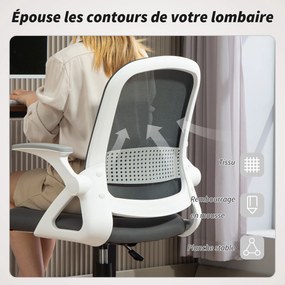 Cadeira de escritório ergonómica, em malha com braços rebatíveis, altura ajustável, cinzenta