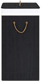 Cesto para roupa suja c/ secção única 83 L bambu preto