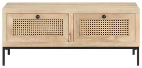 Mesa de centro 90x50x37 cm mangueira maciça e palhinha natural