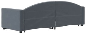 Sofá-cama com gavetão 80x200 cm veludo cinzento-escuro