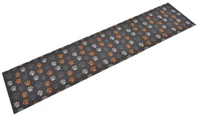 vidaXL Tapete de cozinha lavável 60x300 cm veludo padrão patinhas