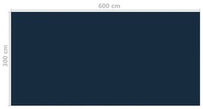 Película para piscina PE solar flutuante 600x300cm preto e azul