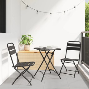 Conjunto de Bistrô Dobrável com 3 Peças vidaXL em Aço Antracite