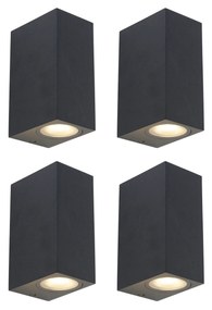 Conjunto de 4 Apliques Modernos Pretos 2-luzes IP44 - Baleno