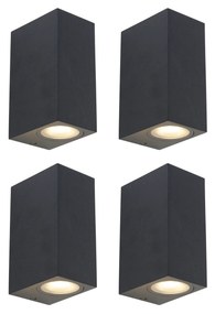Conjunto de 4 candeeiros de parede modernos pretos IP44 - BALENO II Moderno