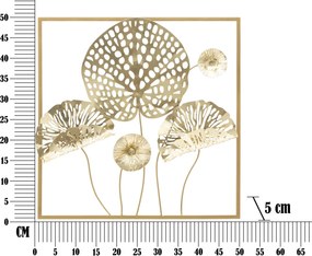 PAINEL DE PAREDE DE FERRO FLORES DOURADAS CM 50X5X50 MULTICOLORIDO