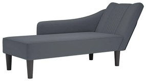 Chaise Lounge com apoio de braço direito veludo cinzento escuro