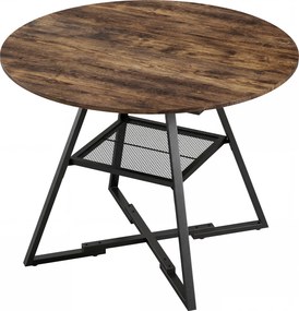 Mesa Redonda 100 cm para 4 Pessoas (CADEIRAS NÂO INCLUIDAS) de Estilo Industrial com Estrutura Metálica Preta