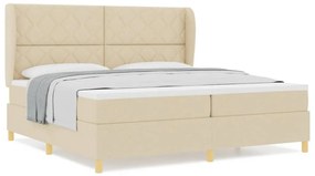 Cama Box Creme vidaXL com Colchão 200x200 cm Tecido