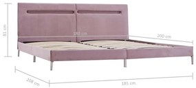 Estrutura de Cama Vars com Luzes LED - 180x200 cm - Tecido - Rosa - De